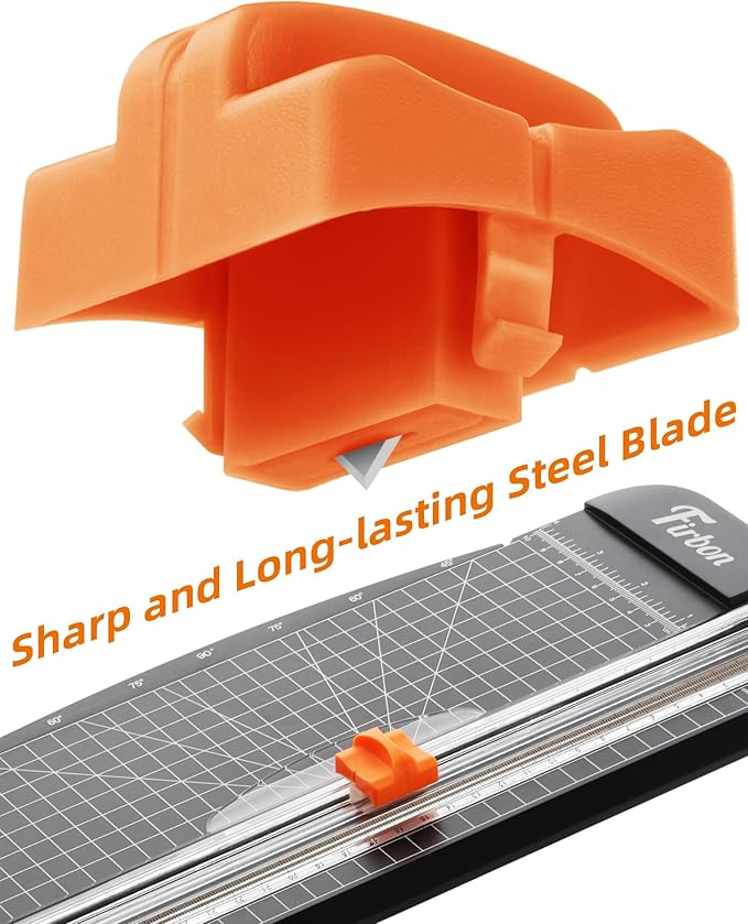 Firbon 2Pcs Refill Blades for A4 A5 Paper Cutter, Spring-Loaded Safeguard Design Replacement Blade for Paper Trimmers (Orange)