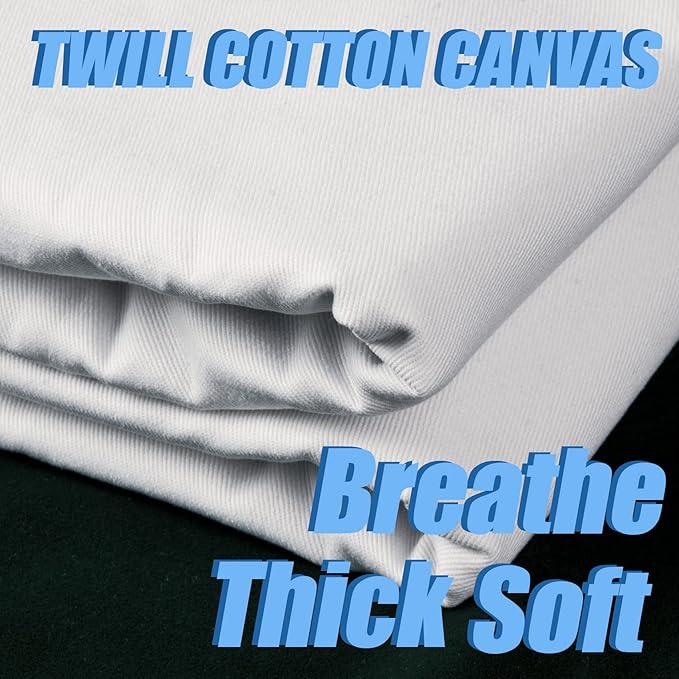 5 Yard White Twill Cotton Canvas Fabric,Natural Thick Cotton Poplin Fabric by The Yard,59 Inches Wide 100% Cotton, Embroidery Muslin Quilting Fabric Material for Sewing Material Apparel Cloth