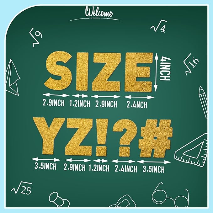 Harloon 232 Pcs 24 Sheets Large Glitter Letter Stickers Big Font Alphabet Letter Self Adhesive Letters Kit Mailbox Stickers for Mailbox Bulletin Boards Classroom Home(Gold,4 Inch)