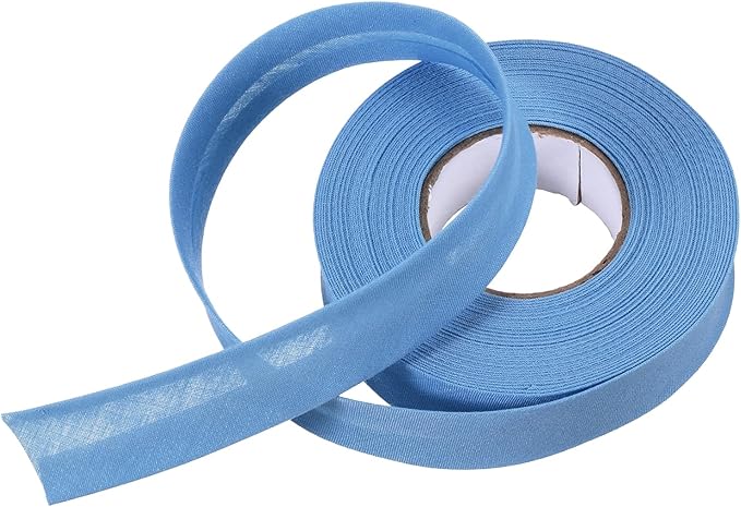 MECCANIXITY 3/4 Inch Single Fold Bias Tape Polyester Continuous Bulk Bias Tape for Sewing, Seaming Quilting Hemming Binding Crafts (Blue 10 Yards)
