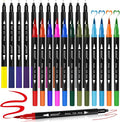 Nicecho 24 Colors Dual Tip Art Markers Pens for Adult Coloring Books, Brush and Fineliner Tip Art Suppliers for Journaling Note Taking Lettering