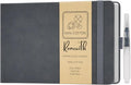 Remowith Leather Cover Watercolor Sketchbook, 9"x5.5" Journal, 300gsm Cold Press Cotton Paper (24 Sheets/48 Pages), Perfect Watercolor Journal for Markers, Pastels, Darkgrey