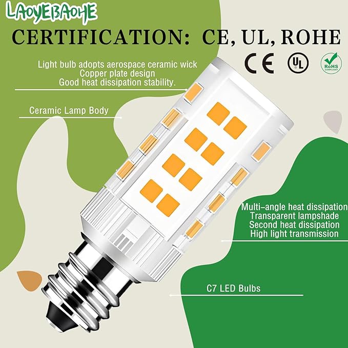 Sewing Accessorie 4W 7/16 Base Screw LED Bulbs No Flicker 82CRI,400Lumen Compatible for Singer Brother, Bernina, Viking Models Listed Replacement Part Numbers #7SCW (1Pcs Warm White 3000K)