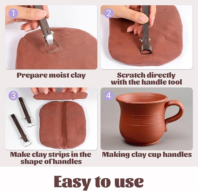 2Pcs Sculpture Scraper Pottery Handle Making Tool Pottery Carving Tool Potterys Trimming Tools Polymer Clay Sculpting Tools for Ceramic Sculpture Craft Teacup Mug Cup Handle Making