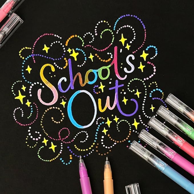 LIUILUCAI 24 Deep Colors Acrylic Gel Pens for Black Paper, Large Capacity 3D Acrylic Paint Pens with 1.0mm Bullet Tip, Colored Gel Ink Pen for Adult Coloring Books Drawing Journaling Art Supplies