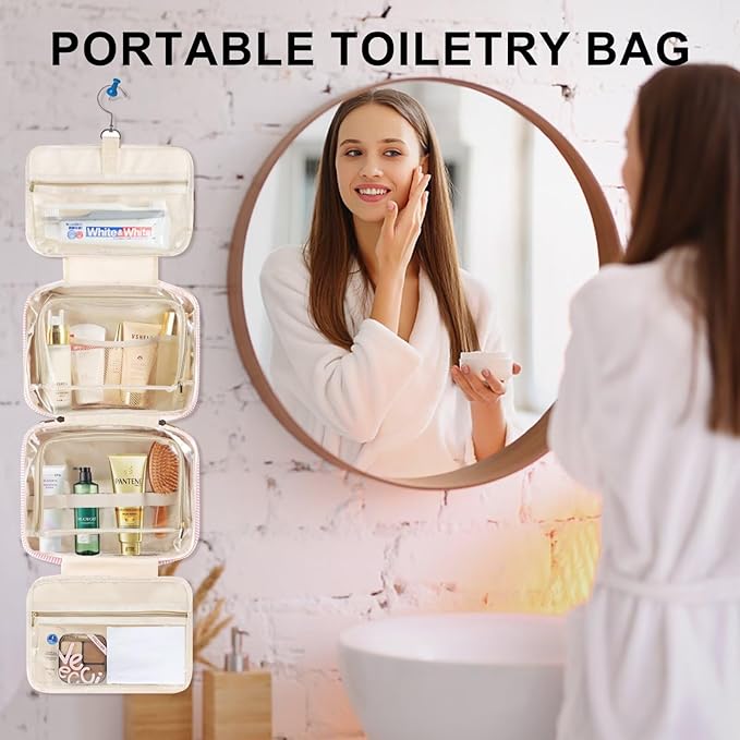 TOPEAST Travel Toiletry Bag for Women - Hanging Toiletry Bag, Personalized Initial Toiletry Bags for Traveling Women, Portable Travel Toiletry Bag for Toiletries, Cosmetics - Letter H, Purple