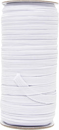 Mandala Crafts 10mm 50 Yds Roll of White Elastic Bands for Sewing - 3/8 Flat Elastics Cord - 3 8 Inch Braided Stretch Straps for Crafting