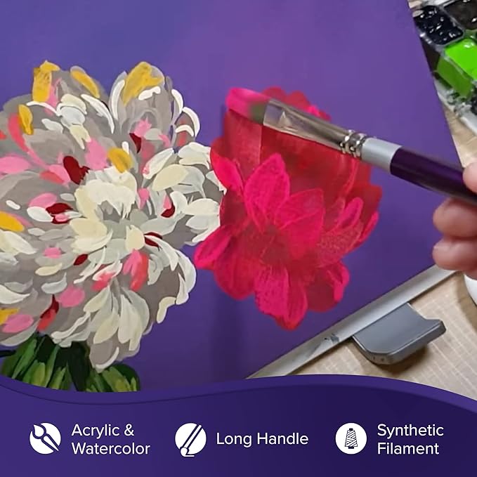 Silver Brush Limited 8802-6 Silver Silk 88 Bright Paintbrush for Acrylic, Watercolor, Gouache, Inks, & Dyes, Size 6, Long Handle