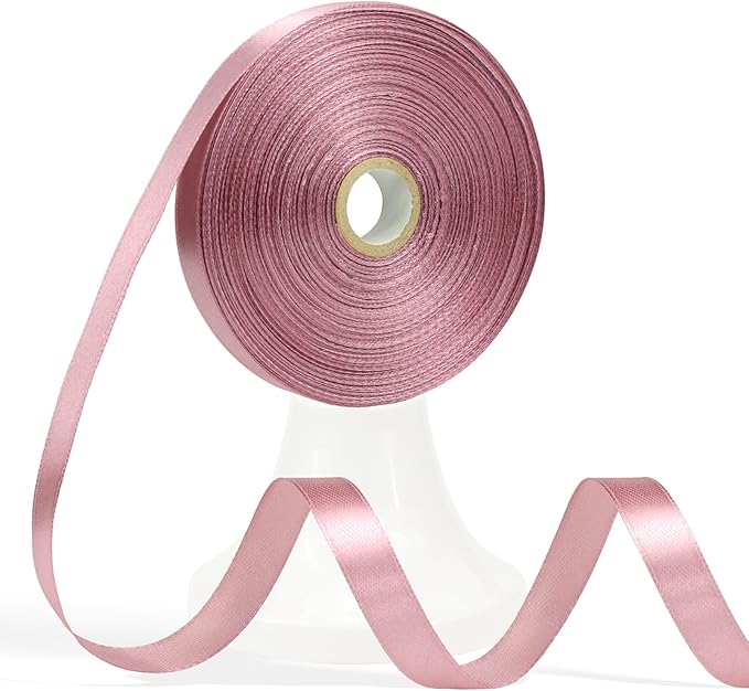 60 Yards Rosy Mauve Ribbon 1/2 Inch, Mauve Pink Satin Ribbon for Gift Wrapping, Crafts, Flower Bouquet, Wedding, Baby Shower, Festival, Christmas, Halloween
