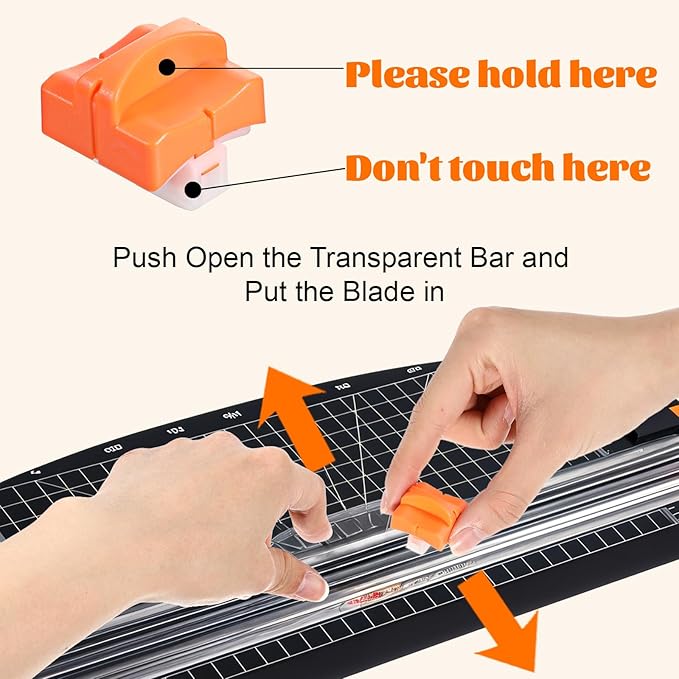 6-Pack Paper Cutter Replacement Blades with Individual Plastic Box for A4/A5 Trimmers,Safeguard Design (Orange)