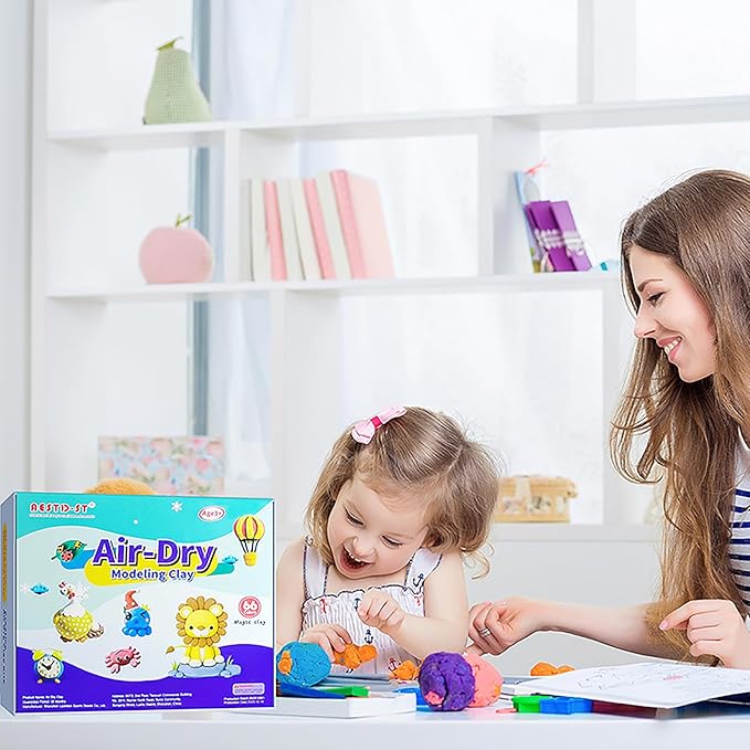 Air Dry Clay 66 Colors, Modeling Clay for Kids, DIY Model Magic Clay, Molding Clay Kit with Sculpting Tools, Non-Sticky Soft and Super Light, Arts and Crafts Gift for Boys Girls Kids