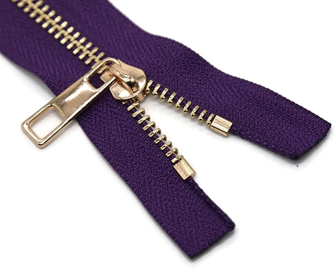 #5 Gold Metal Zipper - 50+ Colors - 3 PCS - (4-14 inches) Sizes - Luxury Lightweight Handcraft Metal Zippers with pulls for Purses Bags Pockets Shoes Sewing & Crafts DIY ZP02244