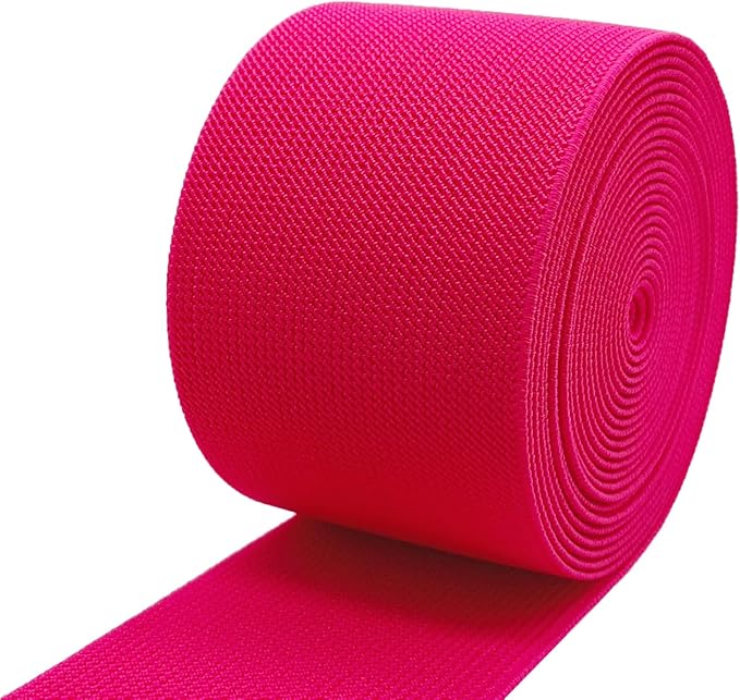 Rose Knit Elastic Band for Sewing 3 inch 5 Yards Double-Side Twill Woven Elastic Heavy Stretch Elastic Spool for Sewing Pants Waistband, Wigs, Skirts, Craft DIY Projects
