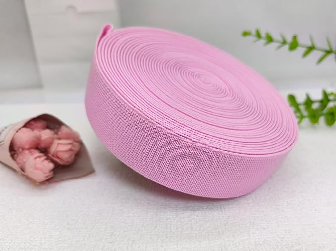 JESEP 1.5 Inch 10 Yards Double-Side Twill Woven Elastic Heavy Stretch High Elasticity for Sewing Pants Waistband, Wigs, Skirts, Craft DIY Projects (Pink 293)