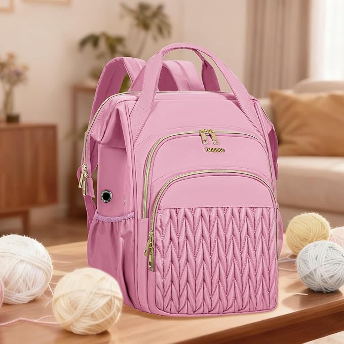 Knitting Bag Backpack, Large Crochet Bag Organizer,Water-Resistant Yarn Storage Organizer Tote Bag Yarn Holder for Crochet Hooks, Knitting Needles, Supplies