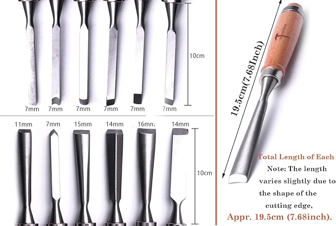 ATOPLEE 12pcs Wood Carving Chisel Set for Woodworking, Professional Wood Gouge Tools with Box and Roll Up Bags for Carpenter Craftsman Gift in Most Carving Project