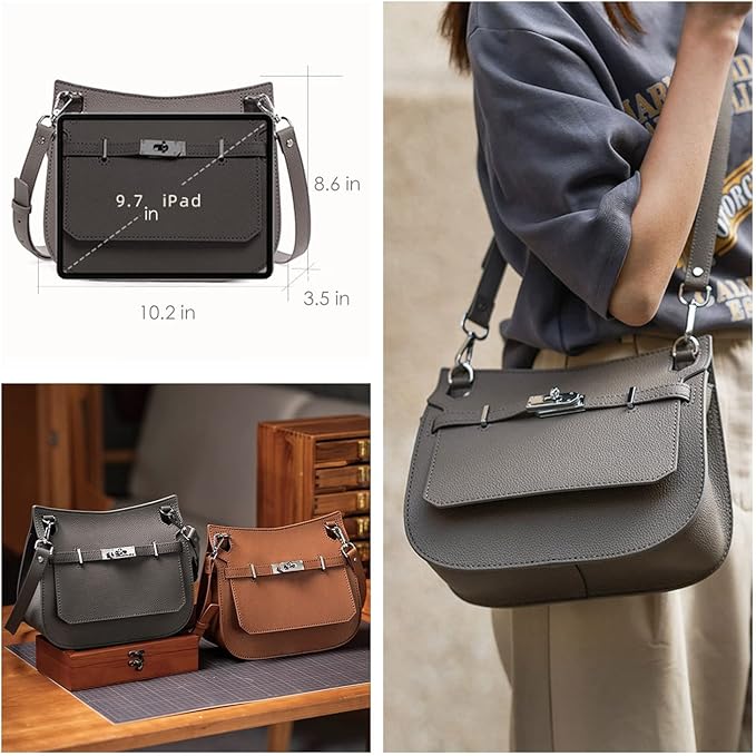 POPSEWING Designer Crossbody Bag DIY Kit for Girls - Leather Working & Sewing Kit for Shoulder Bag, Personalized Gifts (Grey)