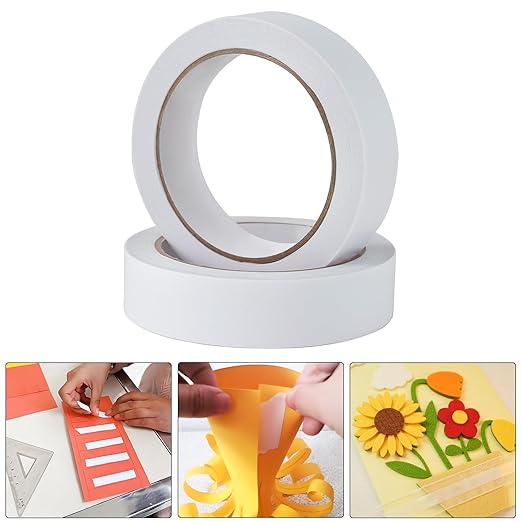 1" 2 Rolls Double Sided Adhesive Sticky Tape for Arts, DIY, Card Making, Crafts, Photography, Scrapbooking, Gift Wrapping, Office School Stationery Supplies, Home Supplies (Width: 25mm)