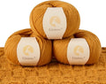 100% Merino Wool Yarn 3-Ply Luxurious and Soft Yarn for Hand Knitting & Crocheting (Autumn Yellow,3Balls)