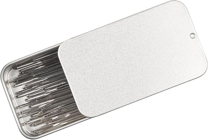 40PCS Large Eye Sewing Needles, 8 Sizes Hand Sewing Sharp Needles, Embroidery Needle, Leather Needle,Stainless Steel Yarn Needles with Threaders & Stitch Markers (Silver)