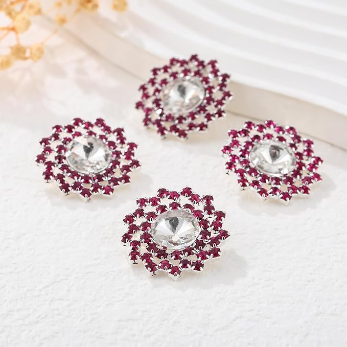 4 Pcs Rhinestone Buttons Crystal Embellishments for Clothing Jewelry Making DIY Decoration Bottons for Sewing Crafts Wedding Bridal （Brown
