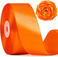 1-1/2 Inch Wide Torrid Orange Satin Ribbon, 50 Yards Solid Polyester Fabric Ribbon for Roses Making, Gift Wrapping, Valentine's Day, Wedding Decorations, Crafts, Bows, Flower Bouquets