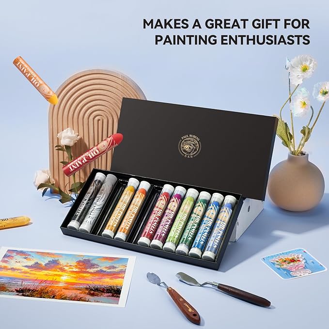 Paul Rubens Large Oil Pastels Set - 12 Ocean Colors (0.79" x 4.72" Jumbo Sticks), Vibrant, Creamy Texture and Blends Easily for Artists, Students and Professionals, Ideal for Filling in Large Areas