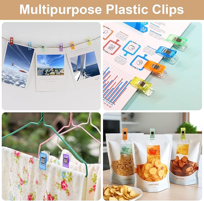 Coideal Small Sewing Fabric Clips, 48 Pcs Mini Multipurpose Quilt Clips for Quilting Crafts, Assorted Bright Colors with Plastic Box (Multicolored)