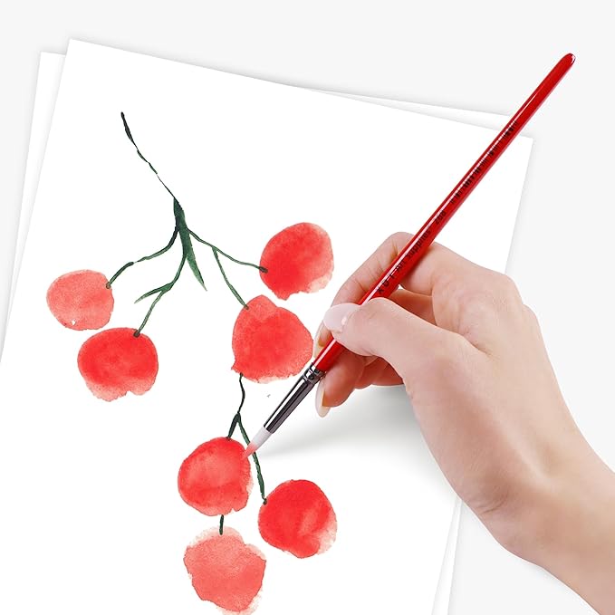 XDT#268 Paint Brush Set, 8Pcs Nylon Brushes for Acrylic Painting, Watercolor, and Crafting, Kids Adult Drawing Arts Crafts Supplies, Red