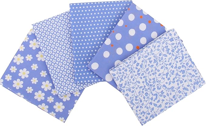 Threadart Exclusive 5 Fat Quarter Bundles - Blue Confetti Brights Collection 100% Cotton Fabric - Premium 100% Cotton Quilting Fabric - No Duplicates - Full Size Fat Quarters 18"x21" - Blue