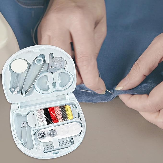 Sewing Kit Basic - Sewing Kit with 6 Color Spool,Portable Sewing Kit with Foldable Case,Basic Sewing Supplies Small Sewing Kit,Sewing Supplies for Home Travel Camping for Kids Girls (Blue)