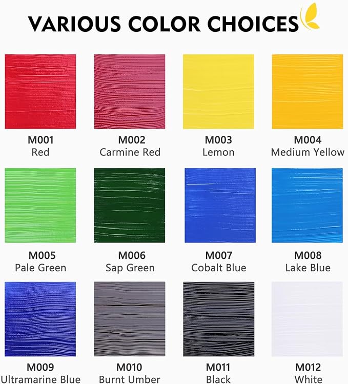 Magicfly Acrylic Paint 12 Colours/473ml, Large Bottles Acrylic Paint Set Rich Pigment Colours for Artists, Beginners, Amateurs on Glass, Stone, Canvas, Wood, Craft