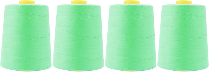 Mandala Crafts 4 Pack of Serger Threads Cones Spools - 20S/2 24000 Yards Polyester Seafoam Green Threads for Sergers Machine and Overlock Quilting Sewing Machine