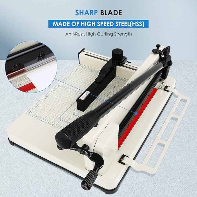 Heavy Duty Paper Cutter, 12" Guillotine Paper Cutter, Cortadora de Papel 400 Sheets Paper Trimmer with Double Safety Protection&Durable HSS Blade for Cutting Paper, Leather, PVC,Non-Woven Fabrics