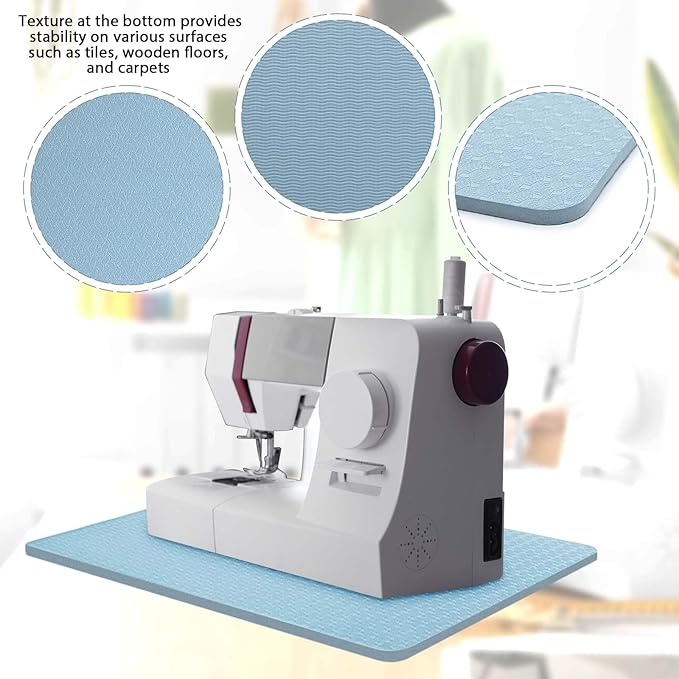 2 Pcs Sewing Machine Muffling Mat Pedal Sewing Mat Reduce Vibrations Noise No Slip Machine Accessories for Quilting(15'' X 20'' and 9'' X 14'',Light Blue)