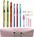 Mdoker 21pcs Huge Crochet Hook Set,Large Size 15mm 12mm 10mm 9mm 8mm 7mm Aluminum Crochet Hooks with Case,Crocheting Hook Needles for Chunky Yarn,Size L M N P O Q (Aluminum)