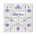 The Quilted Bear Quilting Rulers - Transparent Acrylic Non Slip Quilting, Patchwork & Sewing Ruler with Clear Black Lines & 30, 45 & 60 Degree Angles for Perfect Accuracy & Precision (4" x 4")