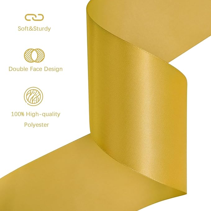 Maize Yellow Satin Ribbon 3 inch X 15 Yards Polyester Ribbon for Gift Wrapping Very Suitable for Weddings Party Hair Bow Invitation Decorations and More