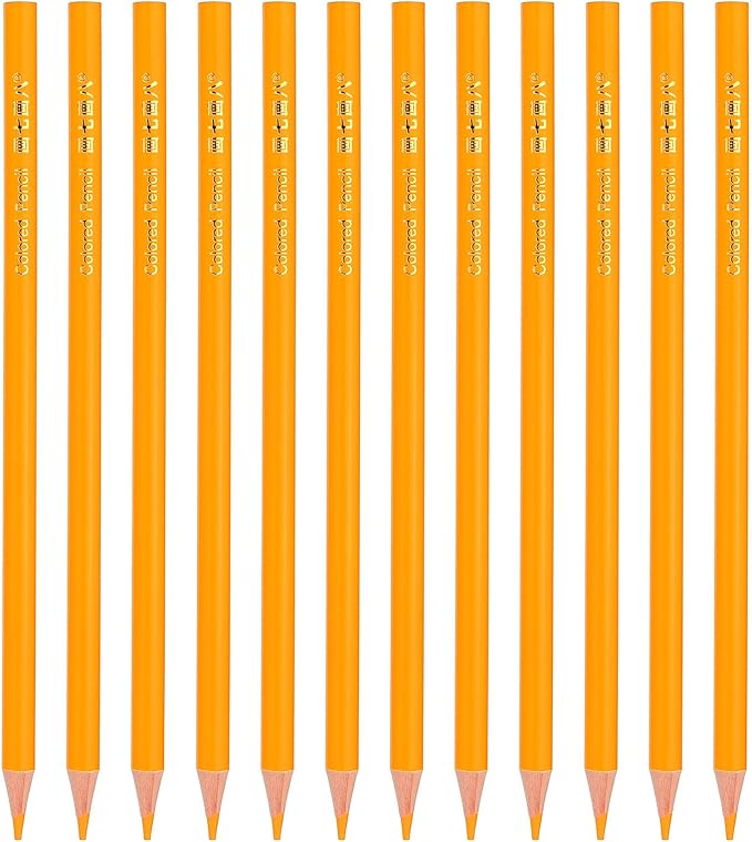 PATIKIL Orange Yellow Colored Pencils Set,12 Pcs Oil Color Pencils Wooden Coloring Drawing Pencil for Artists Art Painting