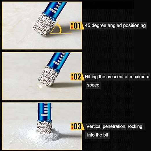 9 Piece Premium Diamond Bit Set - Multi-Tool for Precision Drilling Porcelain, Ceramic, Glass, Marble (Blue, 9 Pcs)