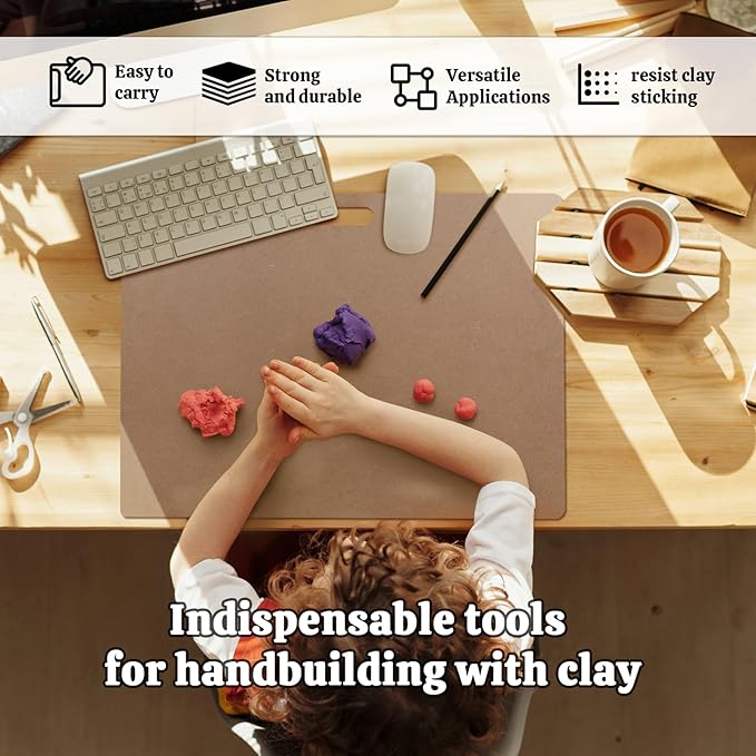 CALPALMY Clay Wedging Board with Convenient Built-in Handle - 24 x 18" Portable Clay Board for Ceramics, Clay Crafts, and Pottery - Sturdy 9mm Thickness MDF Tote Board for Clay Art Enthusiasts