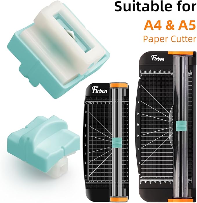 Firbon 2Pcs Refill Blades for A4 A5 Paper Cutter, Spring-Loaded Safeguard Design Replacement Blade for Paper Trimmers (Mint Green)