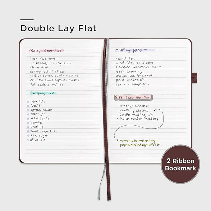 &And Per Se Lined Journal Notebook (5 Packs), 160 Pages, A5 5.7 x 8 inches College Ruled Thick Paper Notebook Journals for Writing, Hardcover Notebooks for Women Men Office School (Dark Red)