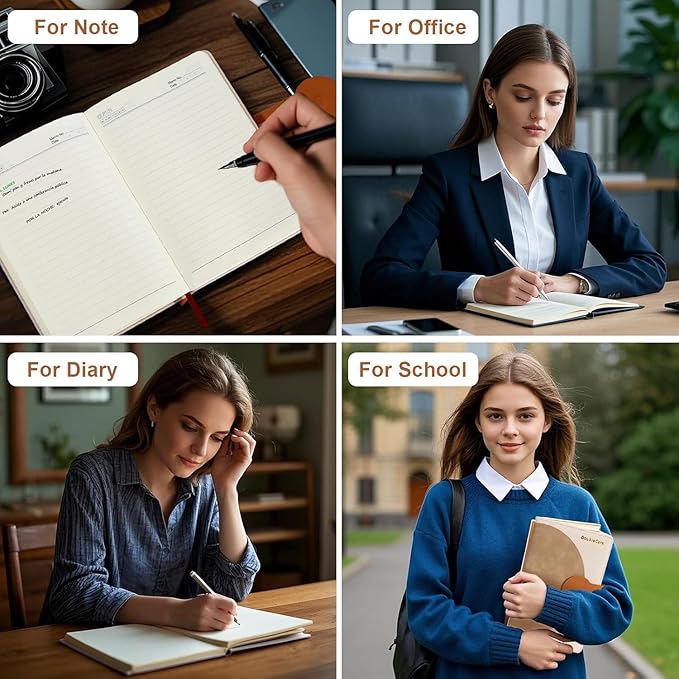 A5 Journal Notebooks, 300 Pages Leather Diary with Magnetic Buckle Closure and Luxury Pen, 80GSM, Lined Notebook for Women and Men, Suitable for Diary, Notes, 5.9 x 8.5 Inches
