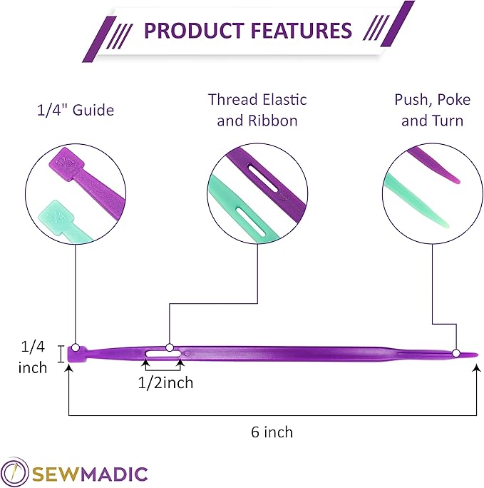 That Purple Thang (4 Pieces- 2xPurple, 2xGreen) Plus 2 Felt Storage Pouches - A Sewers Magic Wand for Sewing