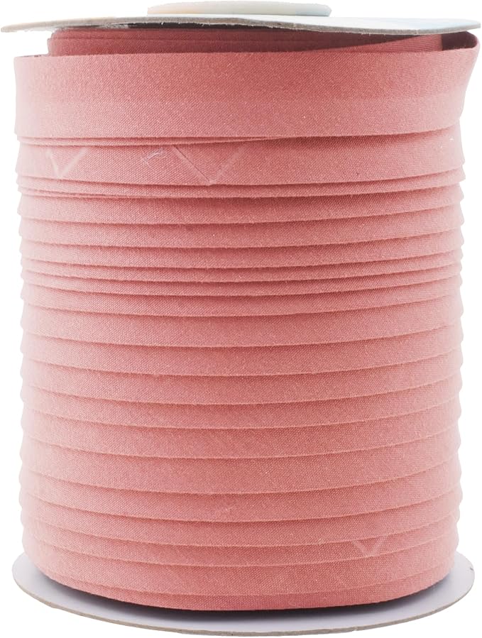 Mandala Crafts 55 Yards 5/8 Inch Dusty Rose Double Fold Bias Tape for Sewing - Bias Binding Tape for Quilting Binding, Hemming, Seam, and Fabric Piping