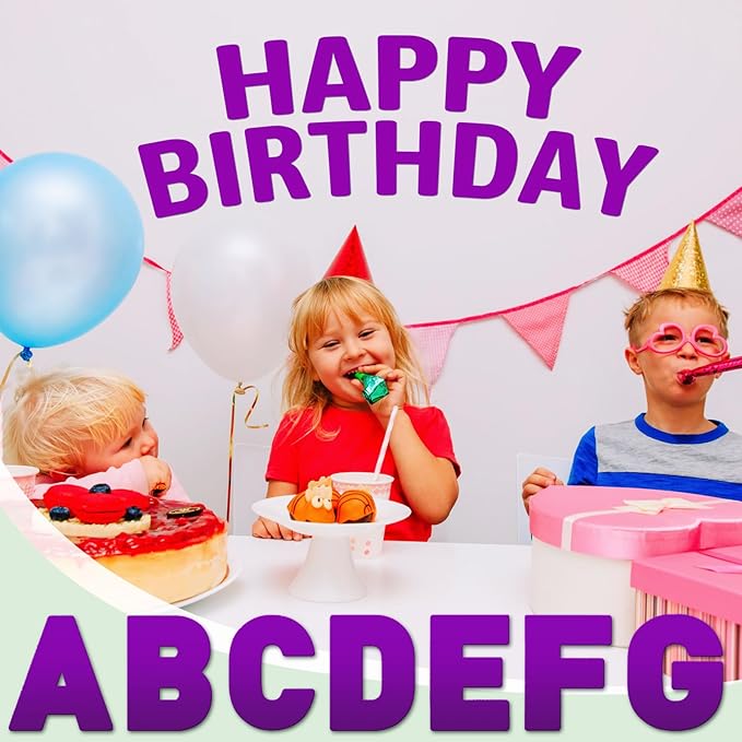 184 Pcs Large Vinyl Letter Sticker 6" Big Alphabet Number and Symbol Sticker Self Adhesive Removable Letter Decal for Christmas Bulletin Board Classroom Decor Poster Window Door Mailbox(Purple)