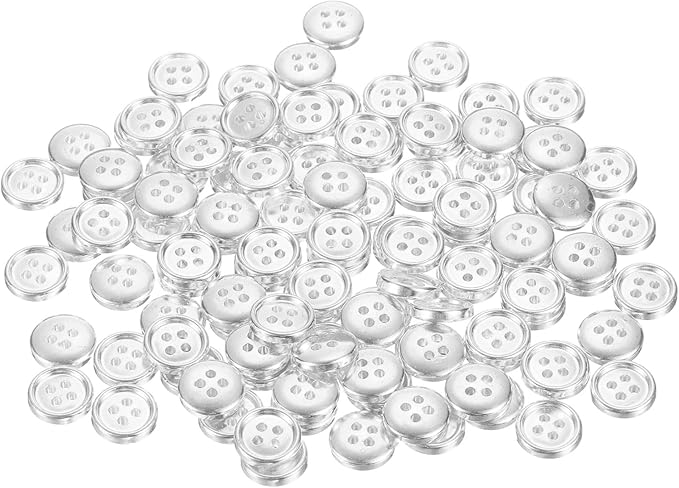 HARFINGTON 100pcs 18L Plastic Sewing Buttons 11.5mm 15/32" 4-Hole Round Replacement Craft Button for Coats Sewing Clothing and DIY, Silver