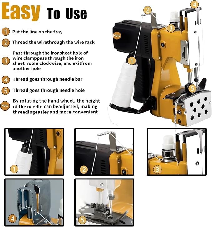 Mini Bag Closing Machine-Electric Portable Bag Sewing Machine 2s/bag,Bag Closer Automatic Woven Bag Sewer Packing Machine for Burlap PP Woven Kraft Paper Bag Feed Sacks Rice Bags Jute Bags Seed Bags