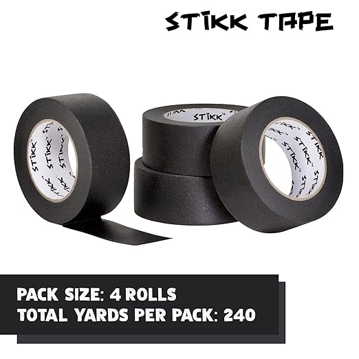 STIKK Painters Tape - 4pk Black Painter Tape - 2 inch x 60 Yards - Paint Tape for Painting, Edges, Trim, Ceilings - Masking Tape for DIY Paint Projects - Residue-Free Painting Tape